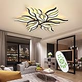 Moderne LED Deckenleuchte Dimmbar - 90W Wohnzimmerlampe Deckenlampe Schlafzimmer mit Fernbedienung Lichtfarbe Helligkeit Farbwechsel - Schwarz Deckenbeleuchtung Lampe Dimming Innenbeleuchtung