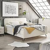 Lomadox Boxspringbett Doppelbett Hotelbett, cremefarben, 160 x 200 cm, H2, Tonnentaschenfederkern Matratze, Visko-Topper