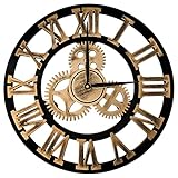 ALEENFOON 20 inch/50cm Uhr Leise Wanduhren, 3D Gear Vintage Industrial Silent Nicht tickend Römischen Ziffern hängende Uhr für Wohnzimmer Küche Ohne Tickgeräusche Innenuhr