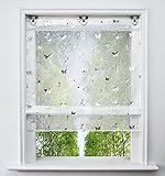 Voile Raffrollo mit Silber Heißprägen Design Raffgardine Transparent Ösenrollo Fenster Vorhang (BxH 80x130cm, Schmetterling)