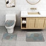 BOMEKS Badmatten-Set 3-Teilig Atmungsaktiv rutschfest, Fall Schöner Baby-Blauer Elefant mit grauem Punkt,Badematte + Sockelmatte + Toilettensitzbezug Matte Dreiteilige