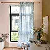 USbelff Semi-Blackout Fenster Vorhänge, Landhausstil Gardinen Schlaufenschals Vorhänge Baumwolle Leinen Verdunkelung Vorhänge mit Quasten, Rod Pocket Fenster Vorhänge für Wohnzimmer Schlafzimmer