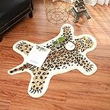 Ksydhwd Kleiner Teppich Niedlicher Teppich Cartoon Leopard Muster Kunstleder Teppich Modern Wohnzimmer Nachttisch Weicher Haarteppich Erwachsene Schlafzimmer Dekoration
