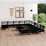 CIADAZ 13-TLG. Garten-Lounge-Set, Lounge Gartenmöbel Set, Gartenlounge Set, Loungemöbel, Möbelsets, Balkon Möbel, Garten Möbel, Schwarz Massivholz Kiefer