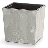Blumenkasten Blumenkübel Blumentopf Pflanzkübel Quadrat Beton-Optik mit Einsatz Low Beton Struktur (300 Beton)