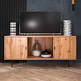 Homestyle4u 2231, TV Board Holz TV-Schrank Lowboard Unterschrank Sideboard Fernsehschrank Schwarz Natur