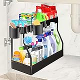 Wholede 2 Etagen Unter Waschbecken - Schrank Organizer, Küche Spülschrank Organizer, Regal, Küchenregal, mit 4 Haken und 2 Tasse