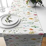 Tischläufer Grün Gelb Rosa Tischläufer Frühling Polyester Abwaschbar Tischläufer Filz für Familienfeiern Hochzeiten Hotel Indoor und Outdoor Party Table Runner Modern 36x183cm