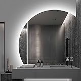 HYQHYX Anti-Beschlag Badezimmer Spiegel Unregelmäßiger Rahmenlos Wandspiegel mit Beleuchtung für Ankleidezimmer Waschtisch (Color : Right White Light, Size : 80cm)