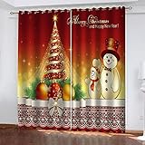 Abdunkelnde Vorhänge Kinderzimmer Mit Ösen Weihnachtskarikatur-Schneemann 117X137Cm 2Er Set Vorhang Blickdicht Fenster Gardinen Wohnzimmer Modern Thermovorhang Hitzeschutz Verdunklungsvorhänge