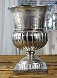 MichaelNoll Vase Blumenvase Gefäß Pokalvase Dekovase Aluminium Silber Luxus, Deko Modern aus Metall, Wohnzimmer und Küche, L 35 cm