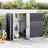 JUNZAI Geräteschuppen, Gerätehaus, Gartengerätehaus, Geräteschrank, Gartenschuppen, Gartenhaus, Garden Shed, Stroage Shed, Anthrazit 225x89x161 cm Verzinkter Stahl