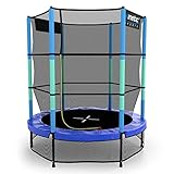 Kinetic Sports Trampolin Kinder Jumper 140 cm mit Gummiseil-Federung und Sicherheitsnetz, gepolstert Stangen, Schutzpolster | Kindertrampolin Indoor Fun Garten Spielzeug