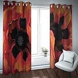HengYun ART Utopia Schlafzimmer Verdunkelungsvorhänge Blühende Blumentülle Wärmeisolierte Vorhänge Frühling Orange Blumenvorhänge für Schlafzimmer Wohnzimmer 2xH145 x B140 cm
