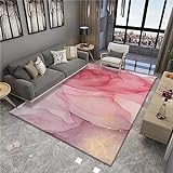 DJHWWD Outdoor Teppich Klein Moderne abstrakte Tinte Malerei Wohnzimmer Zimmer Teppichen Rosa Teppich Mit Muster160x200CM