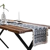 Tischläufer 180 cm Lang, Leinen Tischläufer Ölmalerei-Stil, Tischläufer Modern für Esszimmer Küche, Tischläufer Bunt Heim- oder Restaurantgebrauch (Black)