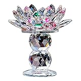 Kristall Kerzenhalter Lotus Funkelnde Kristalllotusblüte Kristall Glas Lotus Flower KerzenhalterTeelicht Kerzenhalter Bunte Kandelaber Leuchtturm Halter Wohndekoration Fengshui Bunte Regenbogenfarbe