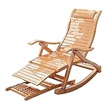 Lanmmraifc Sonnenliege Klappbar, Liegestuhl Garten, Faltbar Balkon Campingstuhl, Schaukelliege Relaxliege Gartenliege, Bamboo