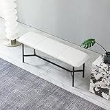 120cm Gepolsterte Schlafzimmerbank aus PU-Leder mit Edelstahlbeinen - Bettfußbank, Eingangsbank, Bürostuhl, Lange Sofa-Bank für Schlafzimmer, Eingangsbereich, Wohnzimmer