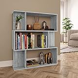 XIAOGUANG Bücherregal/Raumteiler, Raumteiler Regal, Standregal, Bookcase, Bücherwand, Büroregal, Regalbrett, Grau Sonoma 80x24x96 cm Holzwerkstoff