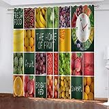 Gardinen Blickdicht Ösen Kinder 3D Druckmuster Mit Frischen Früchten Muster 160X150cm(HxB) 2Er Set Isolierung Schattierung Kinder Schlafzimmer Gardine Wärmeisolierender Ösens Vorhang Fenster Dekorati