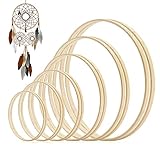 Aoliandatong 12 Stück 6 Größen Holzringe zum Basteln - Bambus Holz Ringe Hoops Kranz Ringe Set für Makramee, DIY Traumfänger, Blumenkranz Türkranz und Wandbehang Fensterdeko (2X 10/15/20/23/26/30cm)