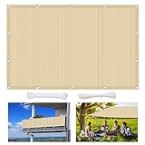 Sonnensegel Rechteckig 1.4 x 1.6 m atmungsaktiv Sonnenschutz Segel Baldachin mit Ösen und Befestigungsseile für Terrasse Balkon Garten, Creme Farben