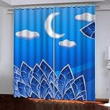 Gardinen Kinderzimmer Blickdichter Vorhang 3D Ländliche Landschaft Mit Sonnenblumen Muster Verdunklungsvorhänge Schlafzimmer Wohnzimmer Dekoration Ösenschal Kinder Thermovorhang 230X234Cm 2 Stück