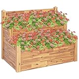 ZEYUAN Pflanzkübel auf 2 Ebenen, Blumentopf Draussen, Blumenkübel, Pflanzkübel, Übertopf, Pflanzentopf, Blumenkasten, Flower Pot, Pflanztrog, Flowerpot, 110 x 75 x 84 cm Massivholz Akazie