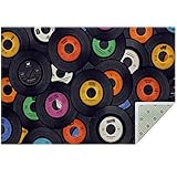 Vinyl-Schallplatten-Teppich, rutschfeste Bodenmatte, Polyester-Fußmatten für Wohnzimmer, Schlafzimmer, Heimdekoration, 150 x 100 cm