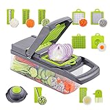 Desivel 13 in 1 Gemüseschneider,Würfelschneider, Gemüsehobel Zwiebel Zerkleiner,Obstschneider, gurkenhobel,Multifunktionaler verstellbarer küchenreibe küchenhelfer