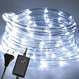 Lospitch 20m LED Lichtschlauch Außen IP20 Lichterschlauch Kaltweiß 480 LED Schlauch, Schwarz Controller mit Memory-Funktion, für Deko, Party, Feier, Hochzeit, Garten