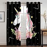 TINTAG 3D Sterntier Pferd Muster Verdunkelungsvorhang Wohnzimmer Modern, Vorhang Blickdicht Schlafzimmer Fensterdekoration, Thermogardine Mit Ösen 2 Stücke Schallschutz Vorhänge 240X230cm