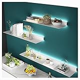 Lichtemittierende Regale aus Aluminiumlegierung, schwebendes Wandregal, Wandbehang, kreatives Bücherregal, integriertes beleuchtetes LED-Licht und Abnehmbarer Transformator (Farbe: Weiß, Größe: 80 c