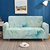 Sofa Überzug Türkiser Marmor Sofabezug Stretch Elasthan Couch überzug Abnehmbare Waschbar Sofa Cover Sofaschoner rutschfest Moderne Couchbezug Universal Sofa überzug 3 Sitzer