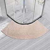Gebogene Badematte, halbrund for Quadranten-Duschkabine, rutschfeste Badezimmer-Teppichvorleger, Duschmatte, fächerförmige Fußpolster, gebogene Duschmatte for Hotels, 45 x 100 cm ( Color : Beige , Siz