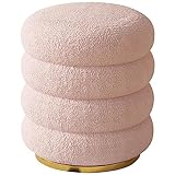 LIULA Runder Sitzhocker Stoff aus Lammwolle Schminktisch Hocker gepolsterte sitzfläche für Wohnzimmer, Schlafzimmer schuhbank sitzbank Pouf hocker Sofahocker(Color:Rosa)