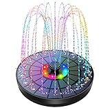 AISITIN LED Solar Springbrunnen 5.5W Buntes Solarbrunnen für außen 2023 Upgrade,Solar Teichpumpe mit 7 Effekte Solar Wasserpumpe Solar Schwimmender Fontäne für Garten Fischteich Wasserspiel Vogel-Bad