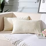 Artscope 2er-Set Dekorativ Kissenbezüge 30 x 50 cm Kordsamt Reine Farbe Kissenbezug Weicher Plüsch Kissenhülle Set Kissen Fall für Sofa Auto Schlafzimmer Zuhause Zierkissenbezüge (Beige 30 x 50 cm)