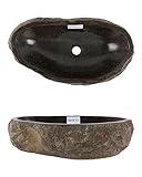 wohnfreuden 60 cm oval Naturstein Waschbecken grau Naturstein Aufsatzwaschbecken Badezimmer Waschbecken Bad Waschbecken