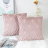 NIULAA 2er Set Plüsch Wolle Kissenbezug 50x50 cm Altrosa Samt Boho Deko Kissen Flauschig Couchkissen Dekokissen Fell Kissenbezüge für Sofa Modern Kissenhülle Bezug Sofakissen Zierkissen