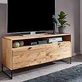 Wohnzimmer TV Lowboard Fernsehschrank 120 cm mit 2 Klappen in Wildeiche massiv geölt, B/H/T ca. 120/56,9/40 cm