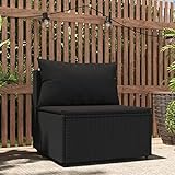 ZEYUAN Garten-Mittelsofa mit Kissen, Balkon Möbel, Balkonmöbel, Gartenlounge, Sonneninsel, Garten Möbel, Gartenlounge, Loungemöbel, Outdoor Lounge, Schwarz Poly Rattan