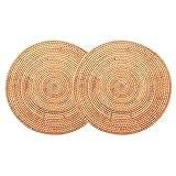Bahderaus Handgewebte Rattan Tischsets, Runde Wicker Tisch, NatüRlich Gewebte Tischsets für Den Esstisch, HitzebestäNdige Matten