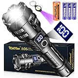 Relybo Taschenlampe Led 15000 Lumen, Extrem Hell XHP90.2, Taktische Taschenlampe Batteriebetrieben, Led Aufladbar Usb, 5 Lichtmodi für Camping Wandern Notfälle