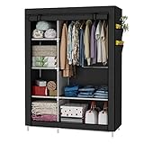 Kleiderschrank Faltschrank Wäscheschrank Schrank Kleidung Speicherorganisator Canvas 105 * 45 * 170 cm Schwarz