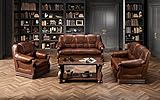 Sofagarnitur Prato 3+2+1 Wohnzimmerset Polstergarnitur 3-sitzer 2-sitzer Sessel Elegant mit Holzdekor 11 (3+1+1)