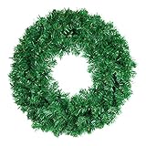 50cm Kranz Künstliche Grüne PVC Türkränze Saisonale Heimdekoration DIY Kranz Großer Weidenkranz (Green, One Size)