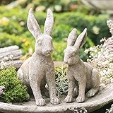 Dekoleidenschaft Hase „Beton-Style“, 2er Set aus Zement in grau, Vintage Osterhase-Figuren, rustikale Garten-Osterdeko