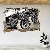 3D lebendige Wandtattoos Motorrad Bike Showroom 3D Zertrümmerte Ansicht Wandaufkleber Poster Aufkleber